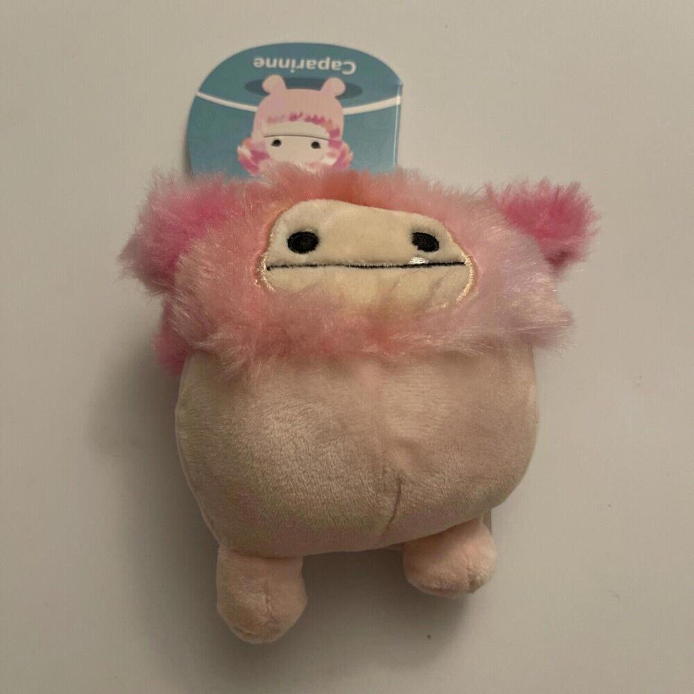 Squishmallow Keychain Clip-On 3.5 Caparinne the Pink Bigfoot Yeti" BNWT Kellytoy - Picture 1 of 3